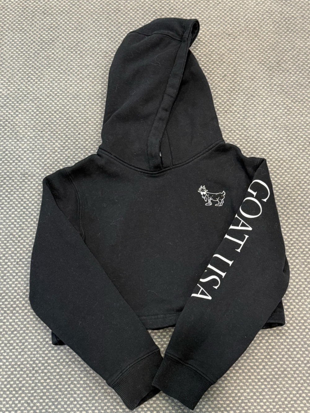 GOAT USA Black Cropped Hoodie with Goat Logo